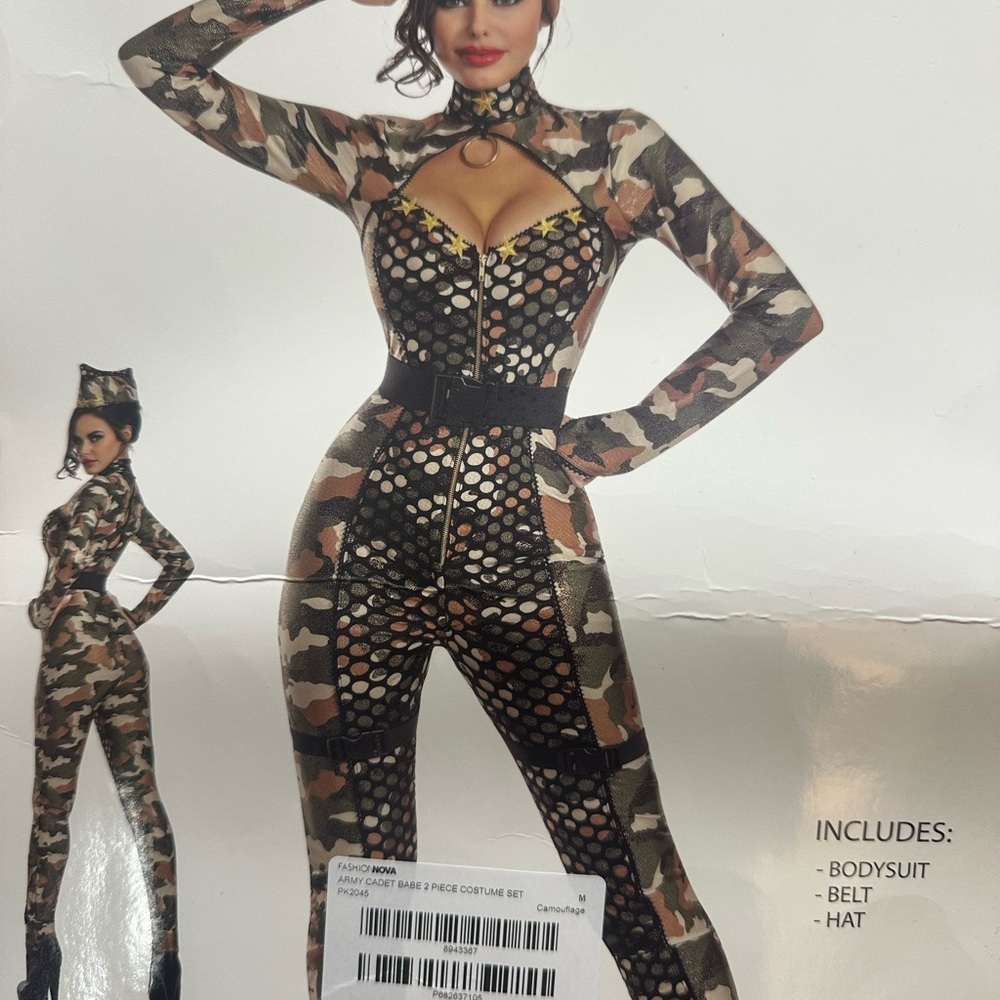 Camo Print Jumpsuit with Belt